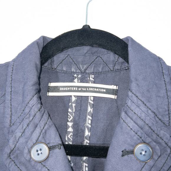 Daughters of Liberation Anthropologie Navy Blue Belted Jacket Size 4 - Picture 3 of 8